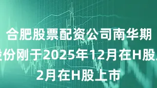 合肥股票配资公司南华期货股份刚于2025年12月在H股上市