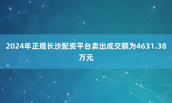 2024年正规长沙配资平台卖出成交额为4631.38万元